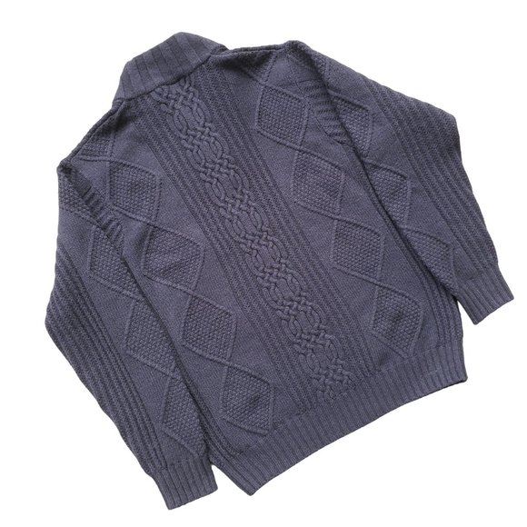 SOLD 💖 Lambs Wool Chunky Knit Fisherman Sweater Men's Large - Picture 2 of 9